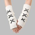 thumbnail image 4 of Audhol Fingerless Gloves for Women, Women's Winter Fingerless Gloves with Bow Soft Knit Wrist Decorative for Cold Weather Hand Warmers Gloves Black One Size, 4 of 5