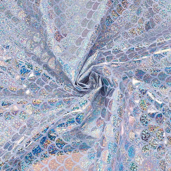 1.09 Yards 62.99 Inch Silver Fish Scale Sequin Fabrics Scales Glitter Sequins Fabric Mermaids Theme Bling Sparkle Polyester Cloth