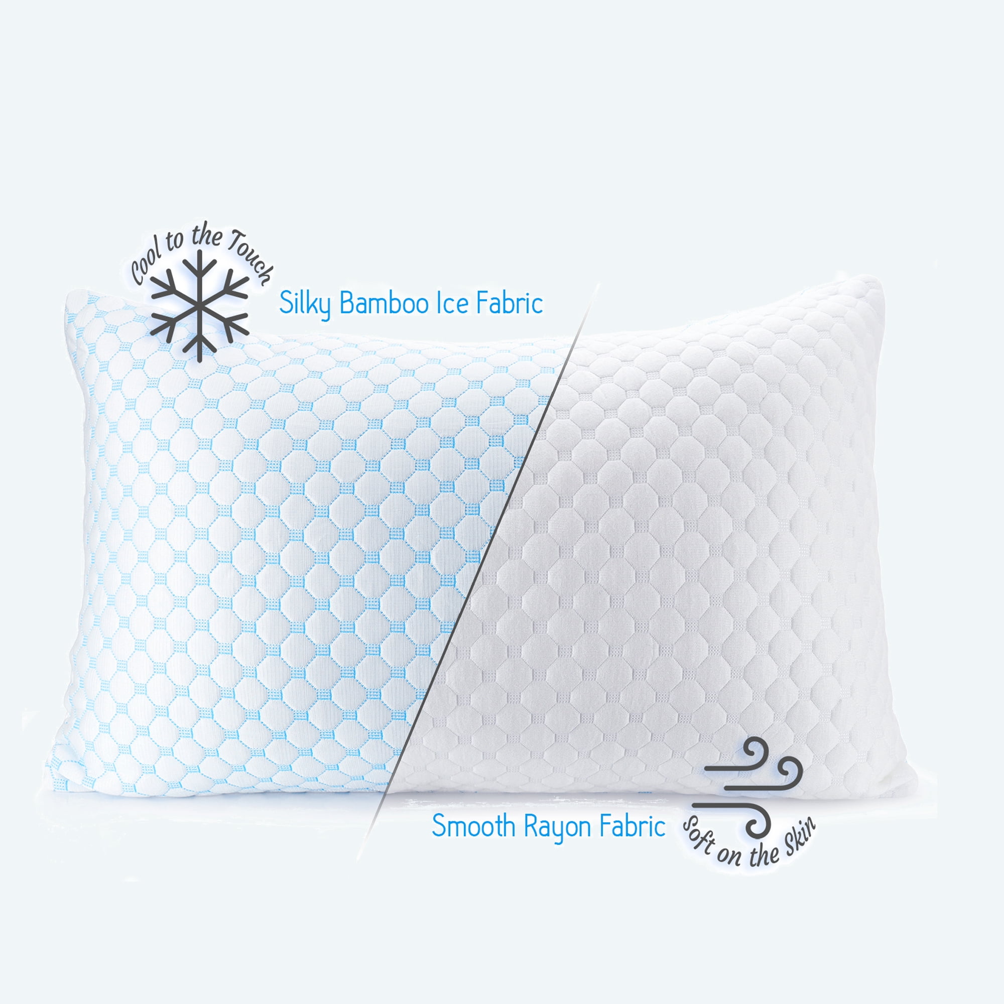 Continental Sleep, Gel Memory Foam Sleeping Pillow – Pressure Relief for Neck & Shoulder, Adjustable Height, Cooling Breathable Cover, for Side, Back & Stomach Sleepers, 25" x 15", White