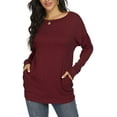 thumbnail image 3 of JuneFish Women Long Sleeve Shirts Casual Tops Dressy Blouses Loose Tunic with Pockets, 3 of 6