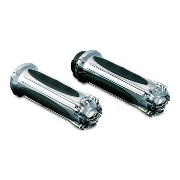 Kuryakyn 6298 Premium Handlebar Grips with Zombie End Caps for Electronic Throttle Control: 2008-19 Harley-Davidson Motorcycles, Chrome, 1 Pair , black
