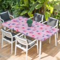 thumbnail image 2 of Spring Floral Table Cloths for 3 Foot Rectangle Tables, Summer Botanical Purple Pink Flower Patio Waterproof Elastic Fitted Tablecloths, Washable Rectangular Table Cover for Camping, 2 of 8
