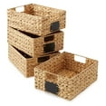LouZub Set of 4 Water Hyacinth Pantry Baskets, 10" x 13" x 5", with