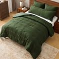thumbnail image 5 of Regency Heights King Size Comforter Sets, Green striped woven Bedding Comforter Set for All Seasons with a body pillowcase, 4-Piece, 5 of 9