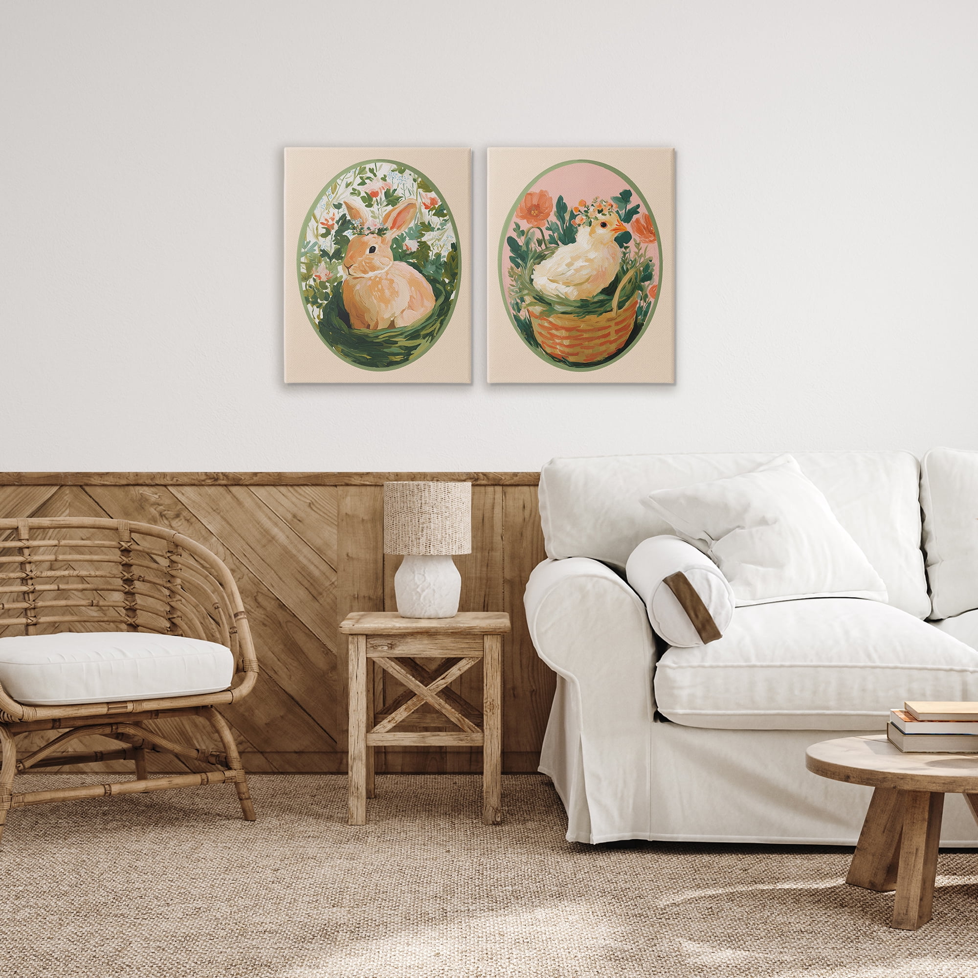 Stupell Industries Bloom Nest Animals 2 Piece Canvas Wall Art Set, design by Yen