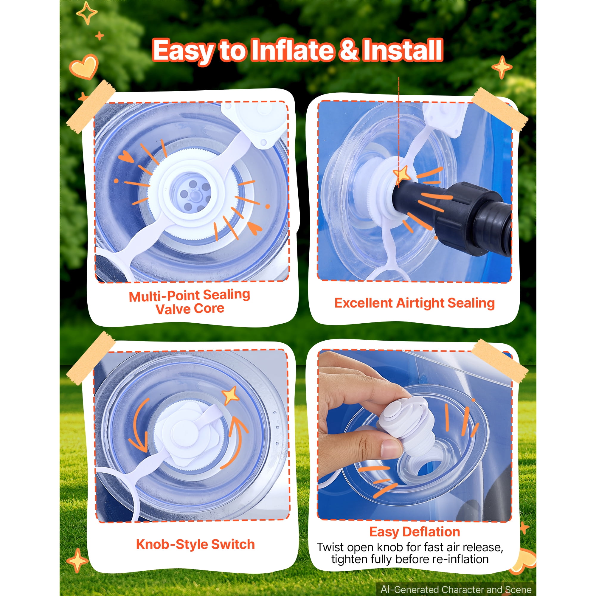 KFFKFF Set of 4 Inflatable Bumper Balls in 3FT and 4FT Sizes, Blue and Red, Designed for Kids and Teens, Ideal for Backyard, Camping, Picnics, Made from Durable PVC Material with Handles for Easy Use