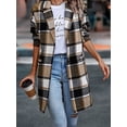 thumbnail image 4 of Women's Plaid Jacket Button Down Long Sleeve Coat Winter Casual Outwear with Pocket, 4 of 6
