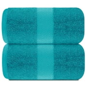 White Classic Hotel Collection 650 Gsm Cotton Bath Sheet Towels, Oversized Bathroom Towels, Aqua, 35 x 70, 2 Pack