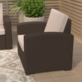 thumbnail image 3 of Merrick Lane Outdoor Furniture Resin Chair Chocolate Brown Faux Rattan Wicker Pattern Patio Chair With All-Weather Beige Cushion, 3 of 14