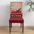 thumbnail image 4 of Dining Chair Slipcover, Merry Christmas Red Truck with Xmas Tree Rustic Old Wooden Black Plaid Stretch Kitchen Covers Removable Parsons Protector for Room Party, Set of 6, 4 of 6