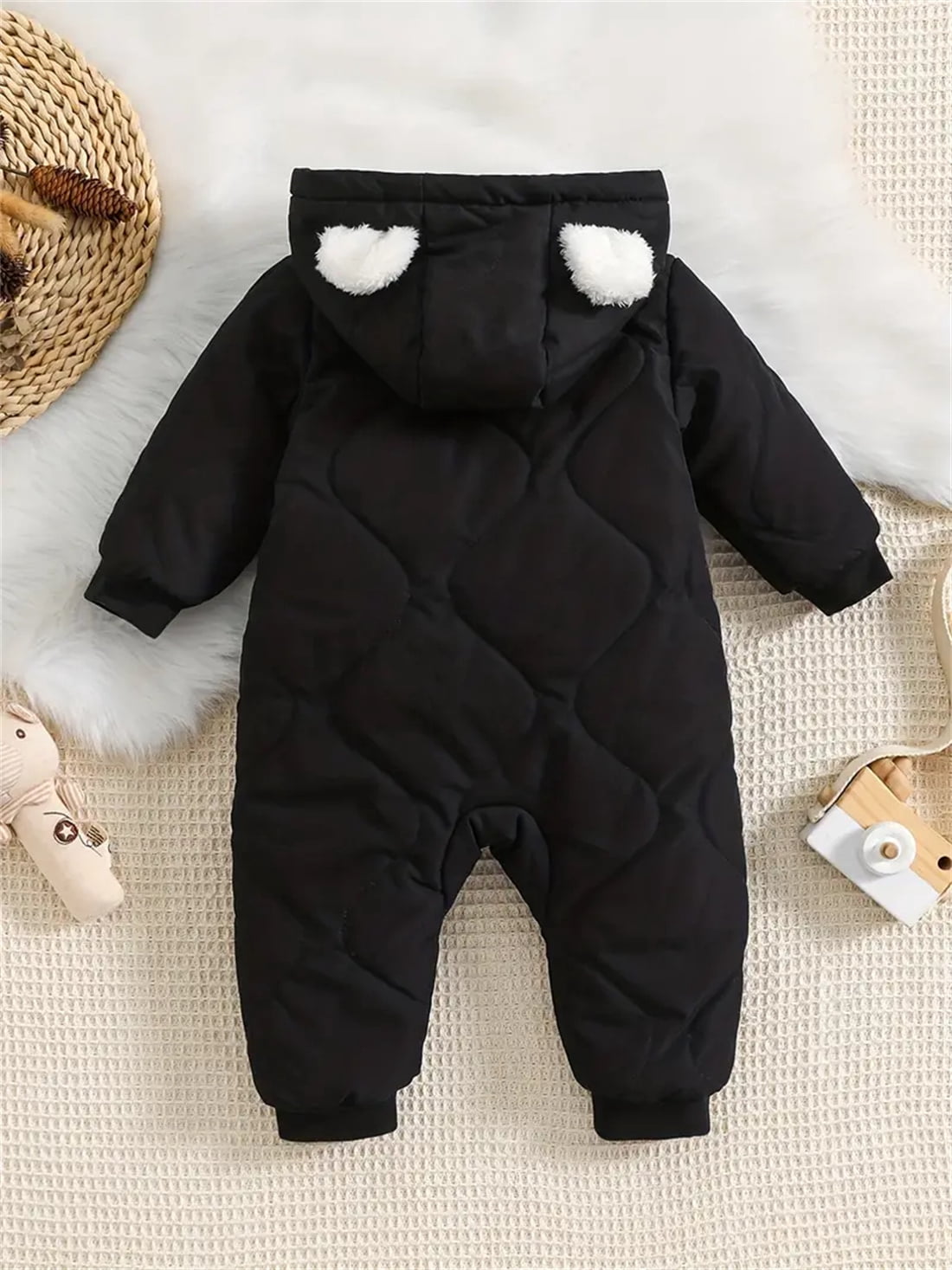 WIBACKER 3-24M Infant Hooded Thick Romper Long Sleeve Zipper Fleece Warm Winter Coat for Baby Toddler Boys Girls