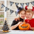 thumbnail image 3 of Patiojoy Pre-Lit Ceramic Hand-Painted Halloween Tree Tabletop Xmas Decor W/ 64 Decorative Lights, 3 of 10