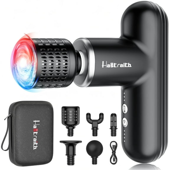 Hastraith Massage Gun with Heat and Cold, Deep Tissue Percussion Massager Gun with 5 Heads, Portable Muscle Massager Gun