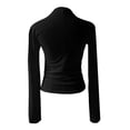 thumbnail image 6 of frariair Feminine Ruffle Sleeve Base Top With Stretchy Fabric Ideal For Professional Settings And Dressy Casual Comfort Black, 6 of 7