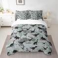 thumbnail image 2 of jejeloiu Wild Animal Dino 7pcs Bedding Comforter Set,Rustic Camo Camouflage Queen Bedding Sets,Gray Black Green Queen Sheet Sets For Boys Teens,Microfiber Bedroom Decor Reversible, 2 of 8