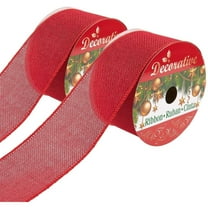2 Pack Red Burlap Ribbon for Crafts, Wreaths, Bows, Christmas Tree Decorations, Gift Wrap, 10 Yard x 2.5 Inches Roll with Wired Edge