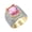 Pink, variant on Gemstone Rings for Men Square Cut Big Halo Wide Band Stainless Steel Cubic Zirconia Gold Plated Iced Out Hip Hop Engagement Promise Wedding Personalized Gift Jewelry Red 9