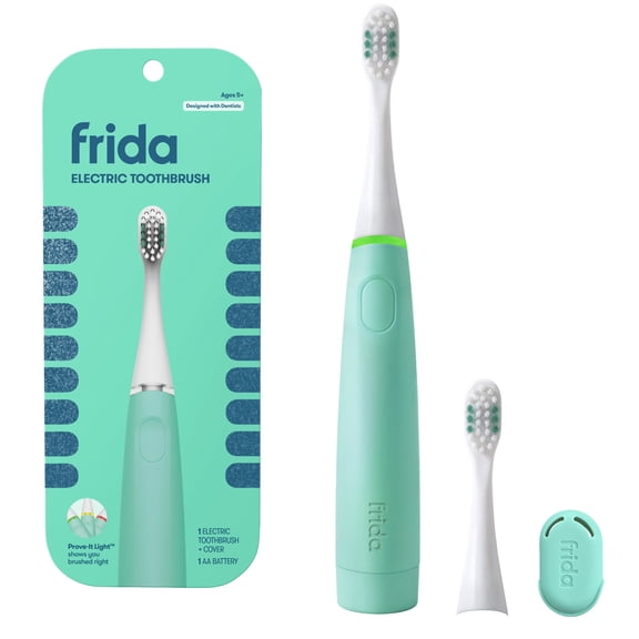 Frida for Kids Electric Toothbrush for Kids, Soft Bristles, Mint Teal, 1 Count 1 Replacement Head