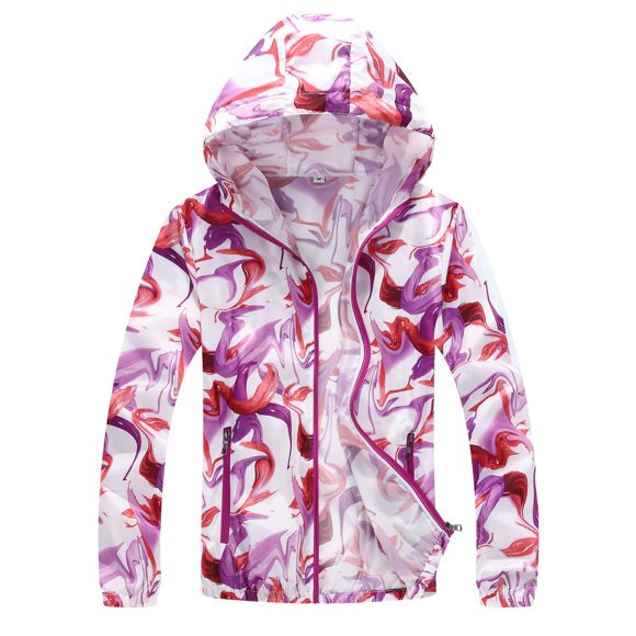 Clearance Under $10 Miqool Women's Lightweight Waterproof Rain Jacket Breathable Rain Coat Packable Outdoor Hooded Windbreaker Sun Protection Jacket Sportswear with Zipper Pockets