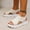 White, variant on Latrodar Flat Sandals for Women Women's Sandals Comfortable Running Stretchy Beach Sandals Pull-On Round Toe Shoes Low Heel (1"-2") Wide Solid Sandals for Lady Mother's Day Gifts