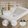 thumbnail image 2 of 30-Inch Wall-Mounted Bathroom Vanity with Sink – Pre-Assembled Floating Cabinet, Stain-Resistant Stone Resin Countertop & Soft-Close Drawers – Natural Oak Finish with U-Shaped Storage Organization, 2 of 9
