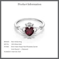 thumbnail image 6 of Gem Stone King 10K White Gold Heart Shape Red Rhodolite Garnet and White Diamond Irish Celtic Claddagh Women Ring (0.78 Cttw, Gemstone Birthstone, Available in Size 5, 6, 7, 8, 9), 6 of 6