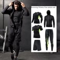 thumbnail image 2 of Traje de fitness para hombre, conjunto completo de cinco piezas ajustado para deportes al aire libre, traje de fitness de compresión de secado rápido, baloncesto, correr, 2 of 6