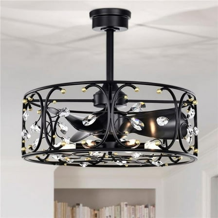 Raja 24 in. 6-Light Indoor Matte Black Finish Ceiling Fan with Light Kit