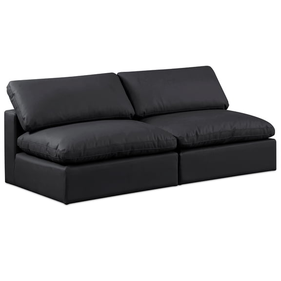 Meridian Furniture Comfy Black Faux Leather Modular Sofa