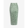 thumbnail image 4 of ZAFUL Women Casual Cinched Notched Front Tiny Floral Asymmetrical Skirt Green S, 4 of 5