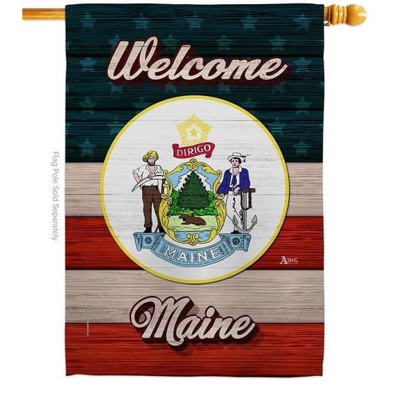 Americana Home & Garden H141275-BO 28 x 40 in. Welcome Maine Double-Sided Vertical Decoration Banner House & Garden Flag - Yard Gift