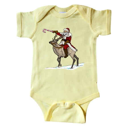 

Inktastic Christmas Santa Riding Reindeer Gift Baby Boy or Baby Girl Bodysuit