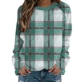 thumbnail image 3 of Jsaierl Women's Oversized Plaid Crewneck Sweatshirts with Checked Pattern Long Sleeve Soft Comfortable Casual Fall Tops S-2XL, 3 of 8