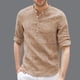 thumbnail image 1 of Ceisia Men's Shirt | Loose Stand Collar 3/4 Sleeve Shirt | Breathable Wrinkle-resistant (Solid Colors) Gift, 1 of 5