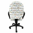 thumbnail image 3 of Retro Office Chair Slipcover, Cartoon Village of Domestic Animals Goat Goose Sheep Funny Patterns, Protective Stretch Decorative Fabric Cover, Standard Size, Yellow Beige, by Ambesonne, 3 of 5