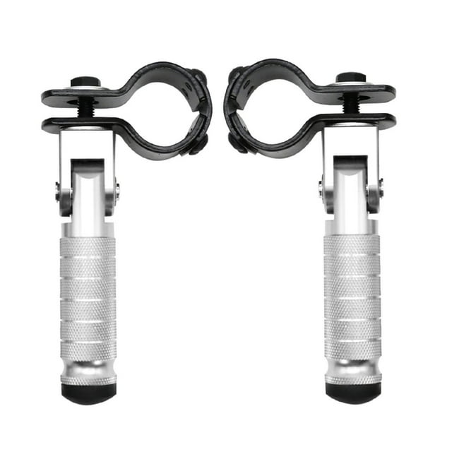 mmirethe 2 Pieces Motorbike Pedals Folded Footrest Footpeg Electric Mounts Karts Scooters Collapsible Vehicles Rear Part Silver