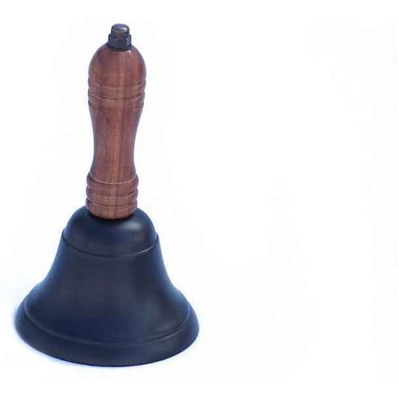 7" Handbell Pooja Bell With Wooden Handle - (Mid Grey - Oil Rubbed Finish)