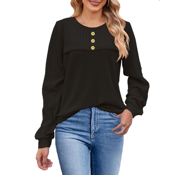 Neewe Long Sleeve Shirts for Women Fall Outfit 2025 Fashion MXsual T Shirt Round Neck Basic Loose Tunic Tops