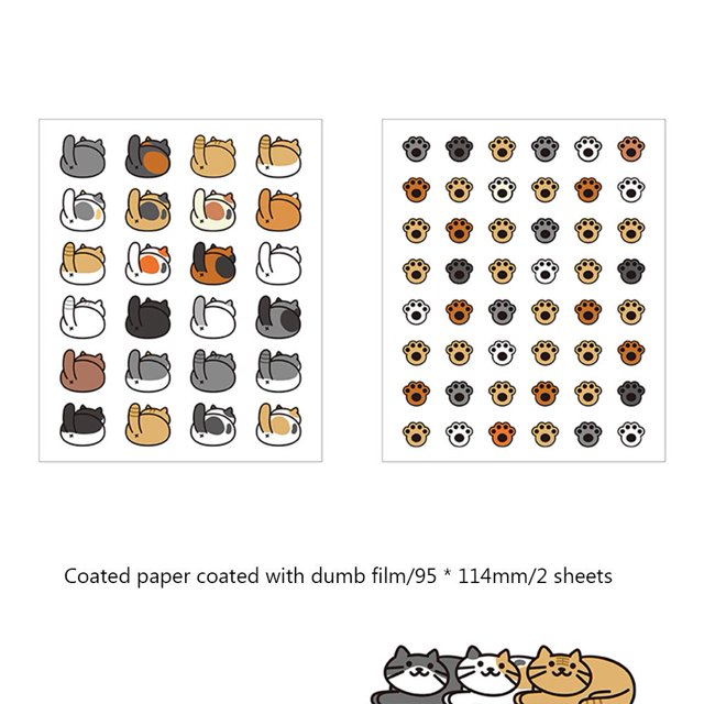 2 hojas de pegatinas de material creativas DIY Kawaii Cat Craft Stickers (estilo D) Sywqhk Libre de BPA