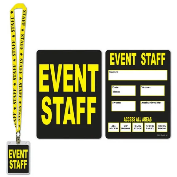 Event Staff Party Pass Lanyard With Card And Card Holder Costume Accessory