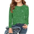 thumbnail image 2 of Little Girls Long Sleeve Sequin Printed Shirt Monochrome Spring Summer Tops Summer T-Shirts Green,5-6T Girls T Shirts, 2 of 4