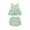 thumbnail image 2 of Toddler Baby Girl’s Ruffles Floral Printed Sleeveless Tops and Short Pants, 2 of 7