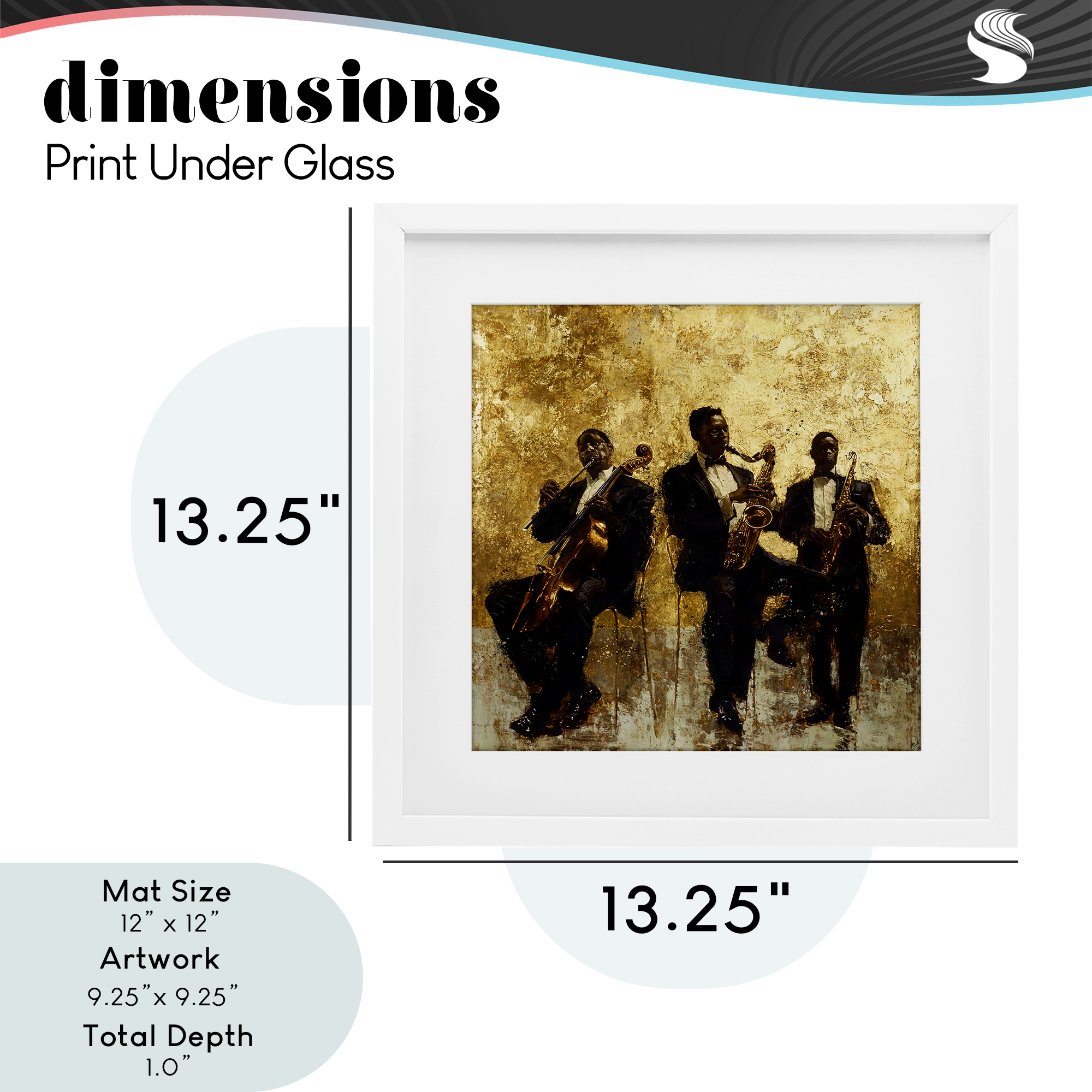 Golden Era Musicians Abstraction White Framed Print Under Glass, design by Marta Wiley