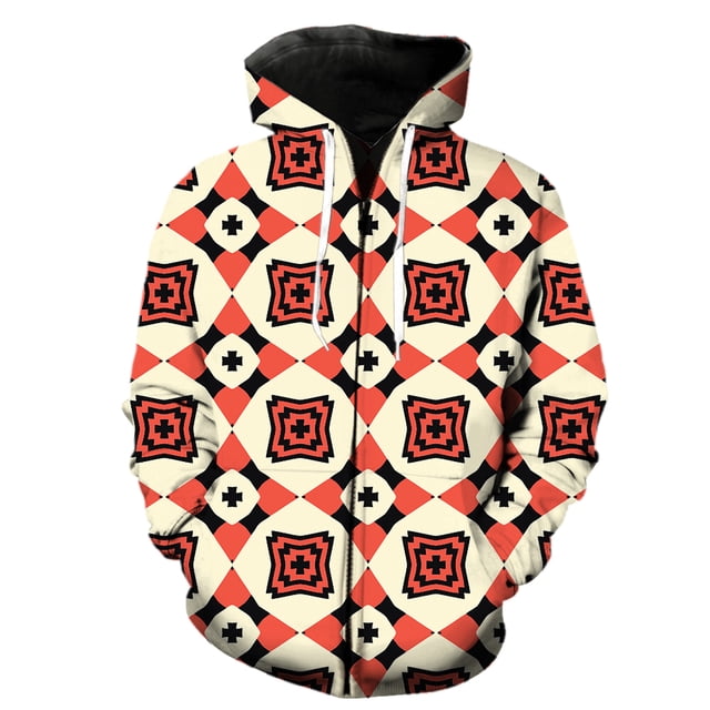 Sudadera con capucha estilo retro étnico exótico para hombre, con cremallera, estilo hip hop, unisex, informal, de gran tamaño, estilo Harajuku, divertida