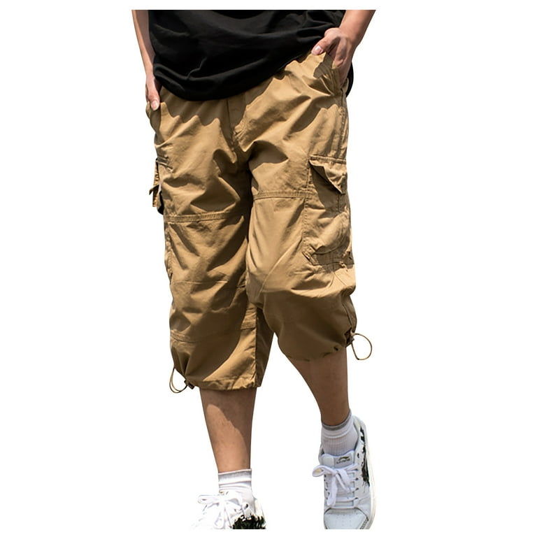 Elneeya Fashion Men's Cargo Shorts Summer Casual Loose Outdoor Jogger  Trousers Mid Waist Solid Color Sportswear Short Masculino