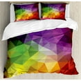 thumbnail image 1 of Abstract King Size Duvet Cover Set, Colorful Abstract Geometric Shapes with Triangular Polygons Creative Artistic, Decorative 3 Piece Bedding Set with 2 Pillow Shams, Multicolor, by Ambesonne, 1 of 2