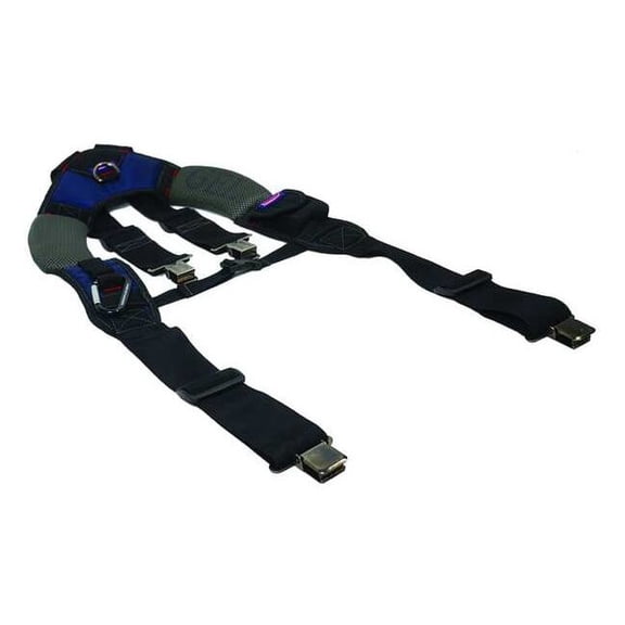 Tool Suspenders, Tool Belt Suspenders, Black, Blue, Gray, Polyester, 1 Pockets