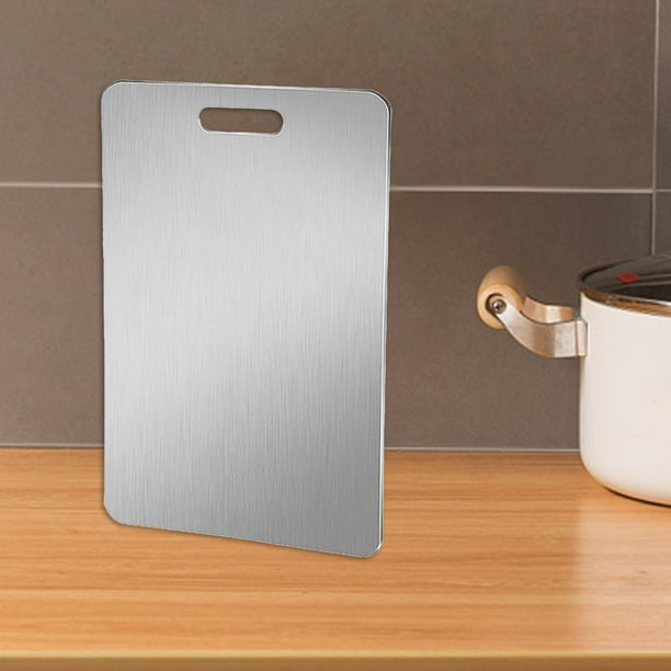 Tabla de cortar de acero inoxidable, tabla para picar de acero inoxidable, cocina, carne de doble cara, tabla para hornear resistente, placa para Medio