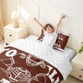 thumbnail image 3 of Castle Fairy Football Print Twin Duvet Cover,Sport Theme Twin Bedding,Brown White,2pcs,1 Duvet Cover and 1 Pillowcase, 3 of 6