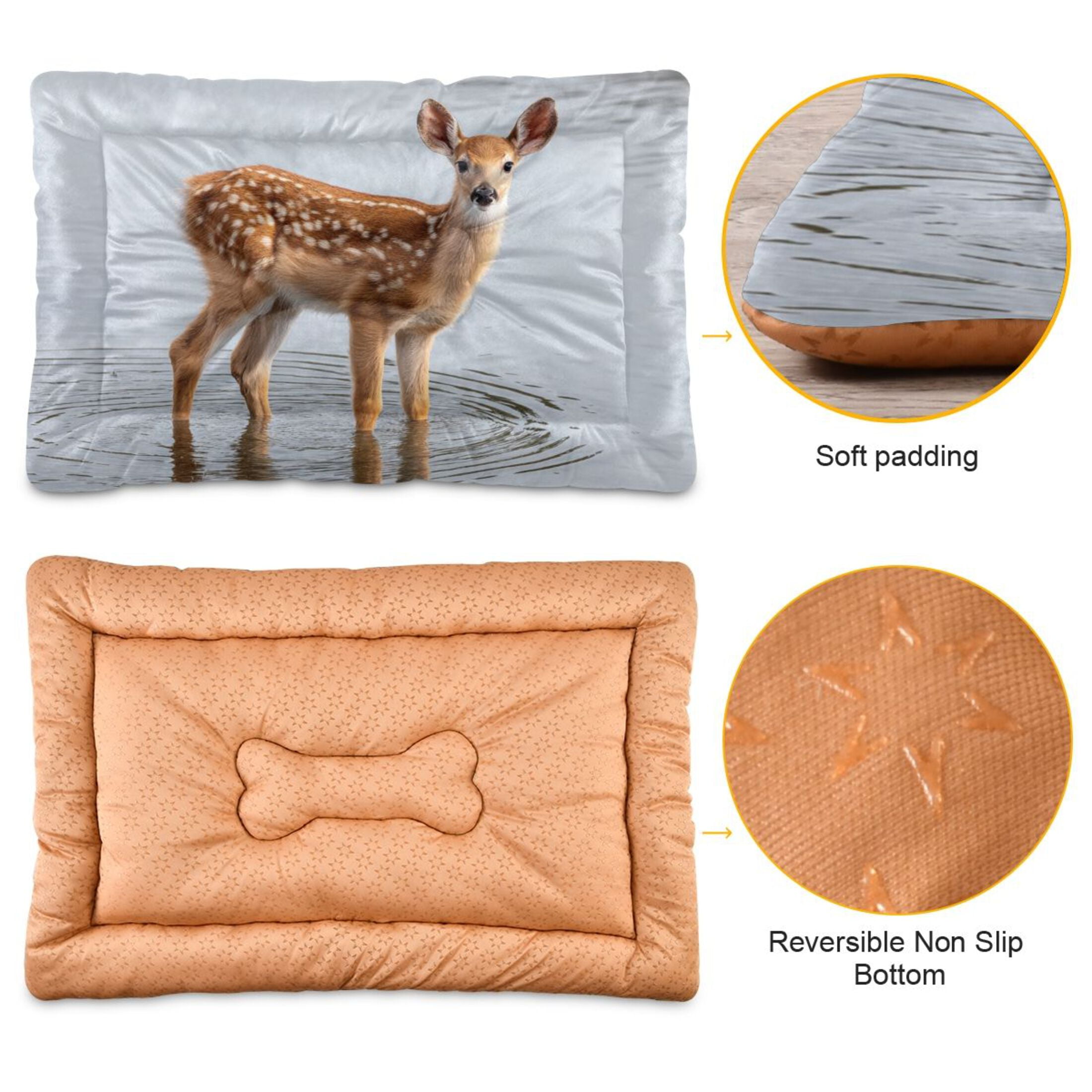 Cozy Mat Pet Bed Indoor Outdoor Warm Soft For Cat Dog Puppy(S/M) Deer Stands in The Lake